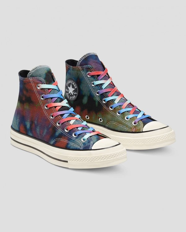 Converse Chuck 70 Plaid Tie Dye Sort Sko Danmark - Converse Høje Sneakers Dame - 19064XBED